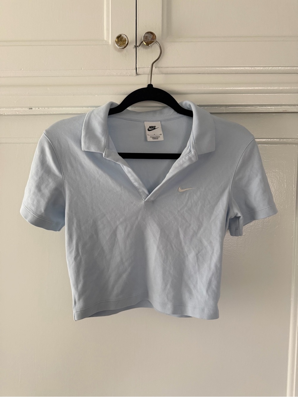 Nike Pale Blue Cropped Polo Tee